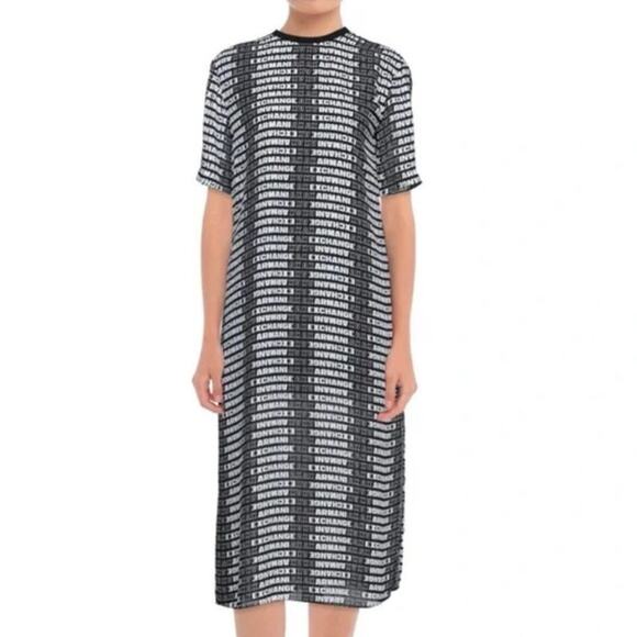 Armani Exchange Midi Dress A|X Women's Logo T Shirt Dress Size 2 EUC Long Black - Picture 5 of 16